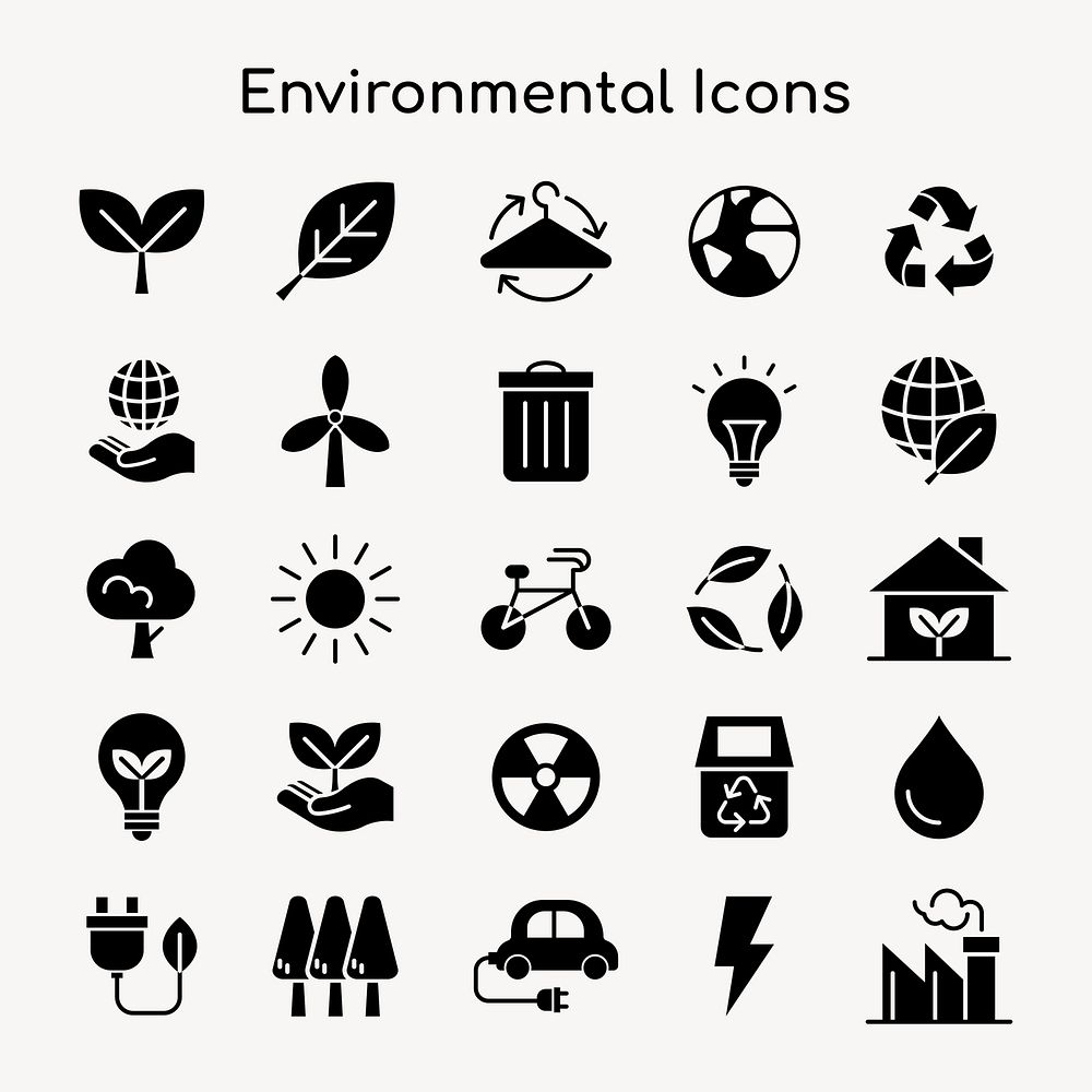 Environmental icons psd for business in flat graphic collection