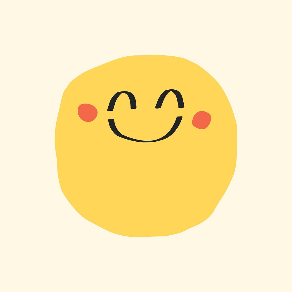 Grinning face sticker vector cute doodle emoticon
