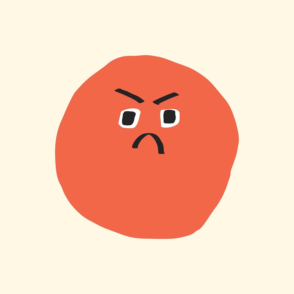 Angry face sticker cute doodle emoji icon