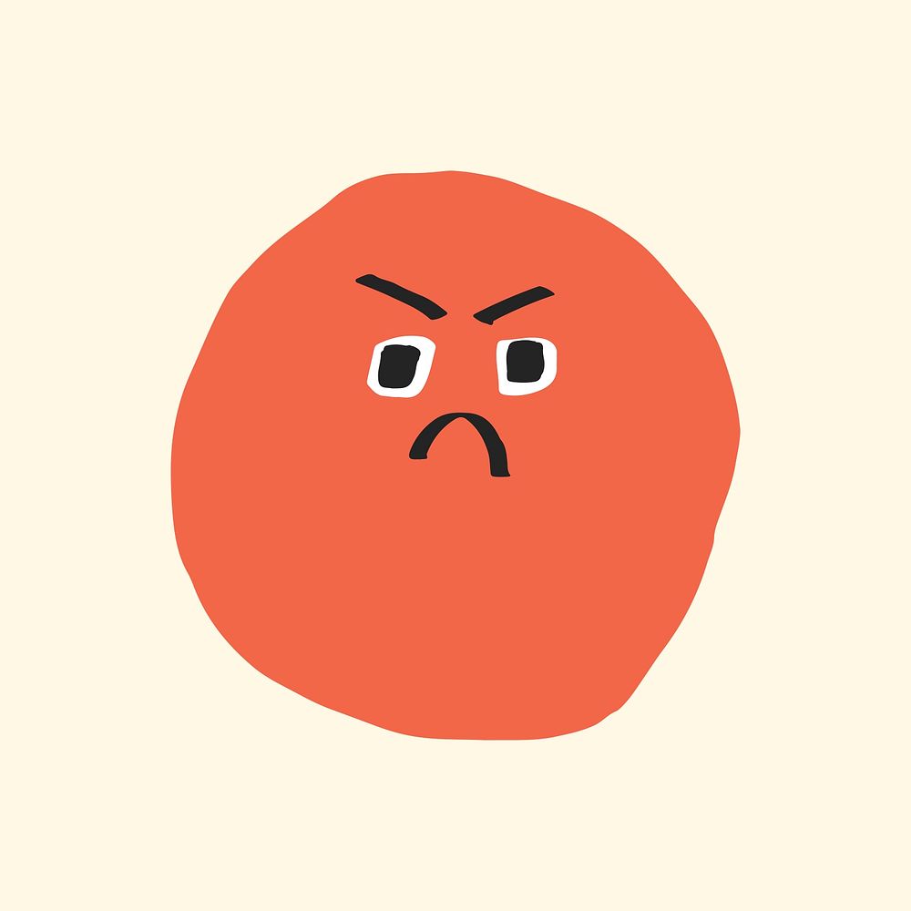 Angry face sticker psd cute doodle emoji icon