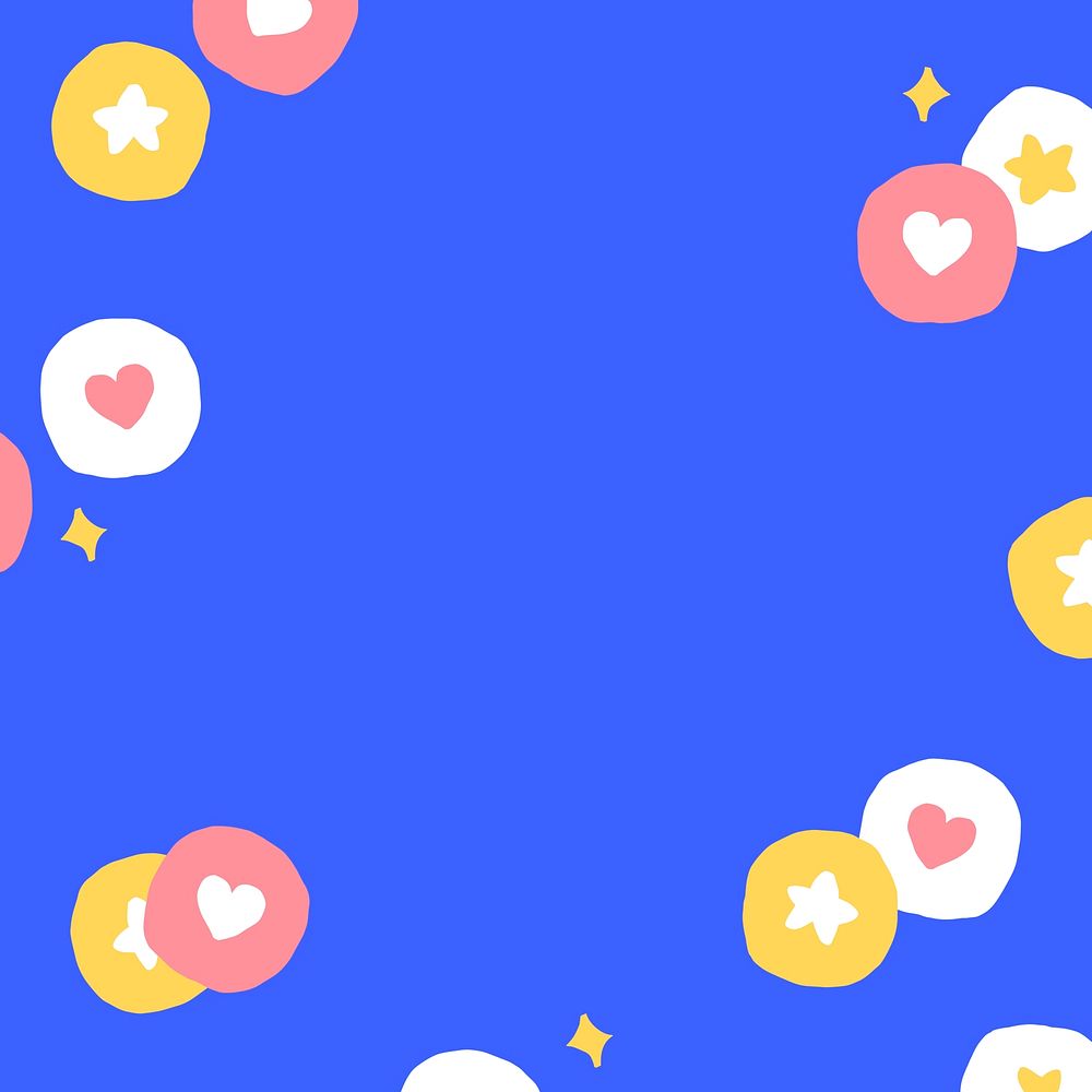 Background psd with cute social media icons on blue
