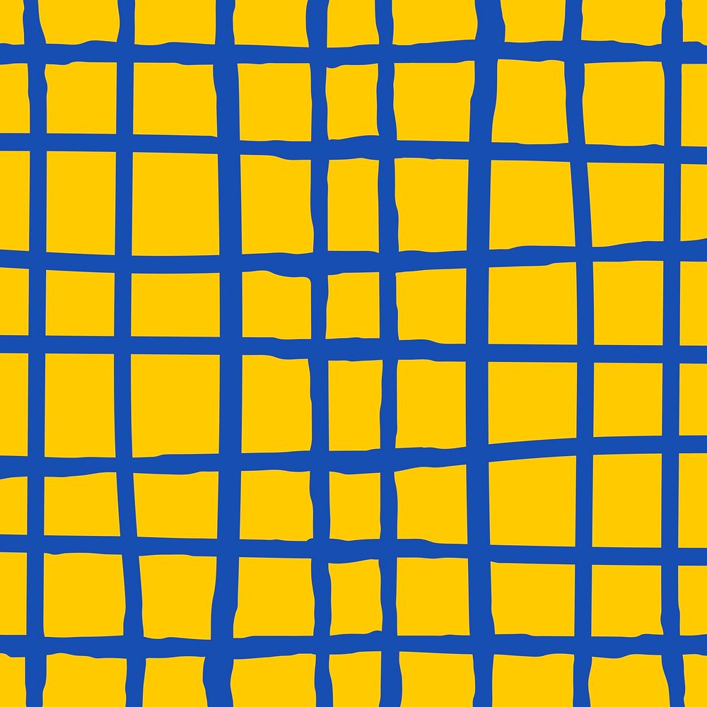 Pattern of blue grid on yellow background