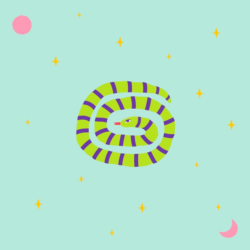Snake background psd cute animal illustration
