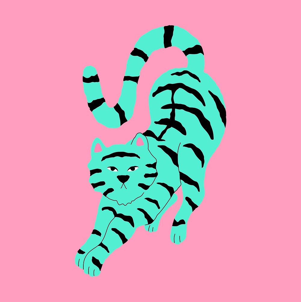 Abstract green tiger element psd animal illustration