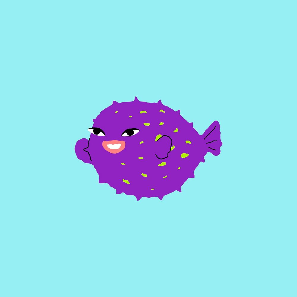 Cute purple fish psd design element