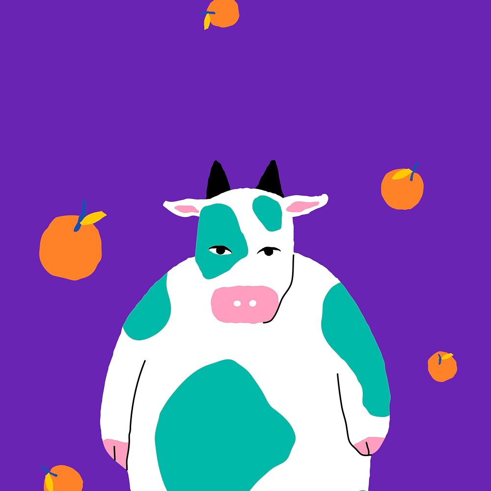 Chubby cow vector animal illustration 