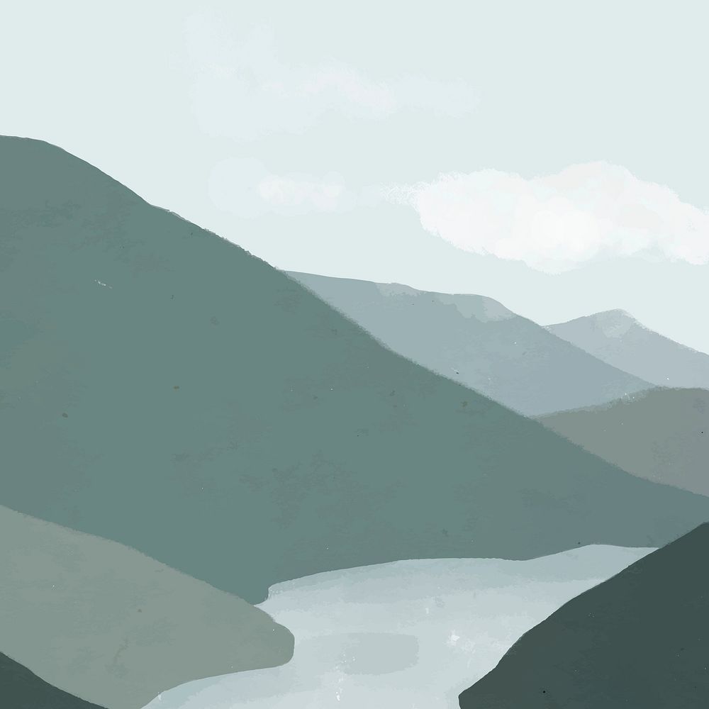 Landscape background of mountains vector with river illustration
