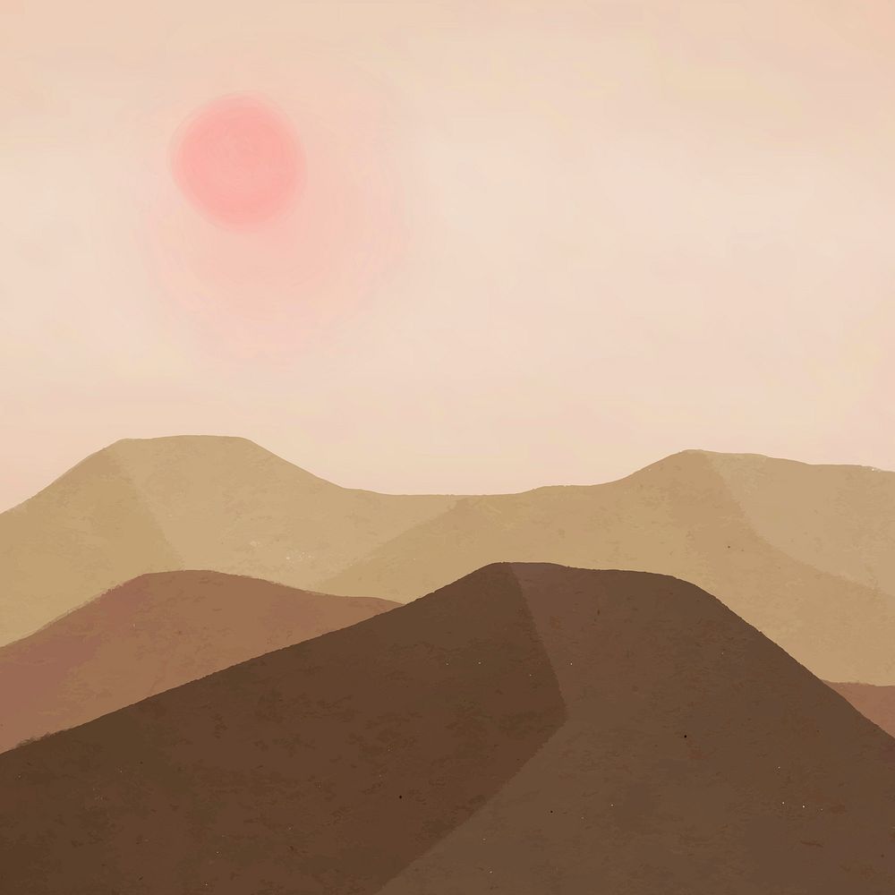 Landscape background of mountains vector with the sun illustration