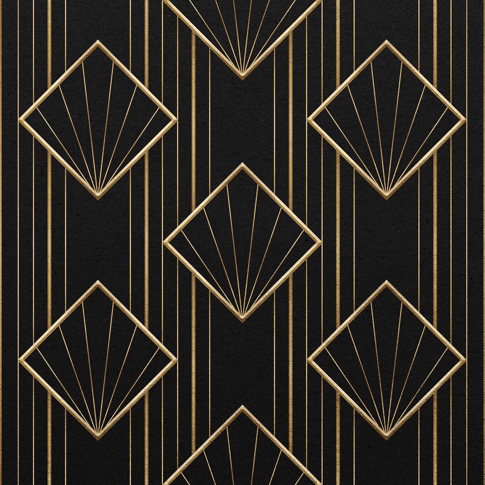 Seamless art deco geometric patterns on dark background