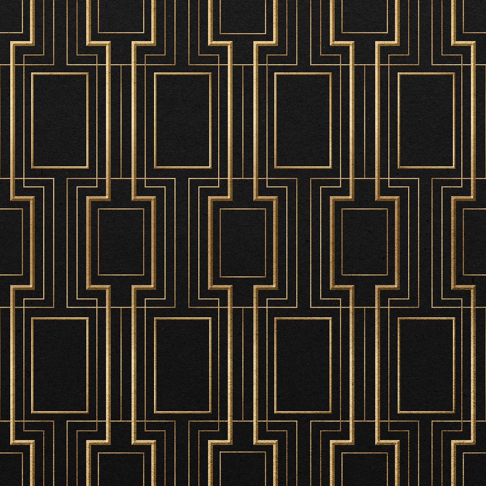 Art deco geometric patterns on dark background