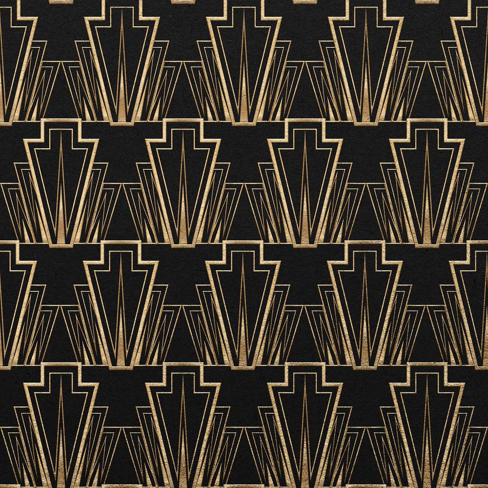 Seamless art deco psd pattern on black background