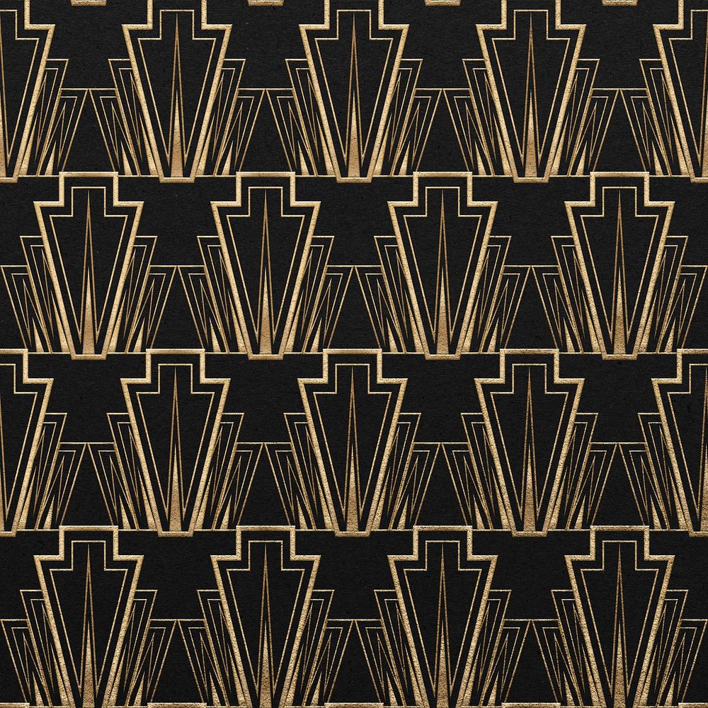 Art deco diamond patterns on dark background