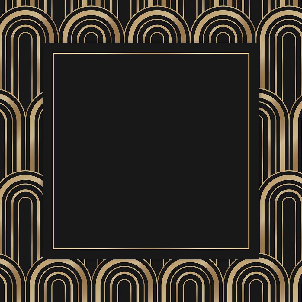 Art deco vector frame with geometric pattern on dark background