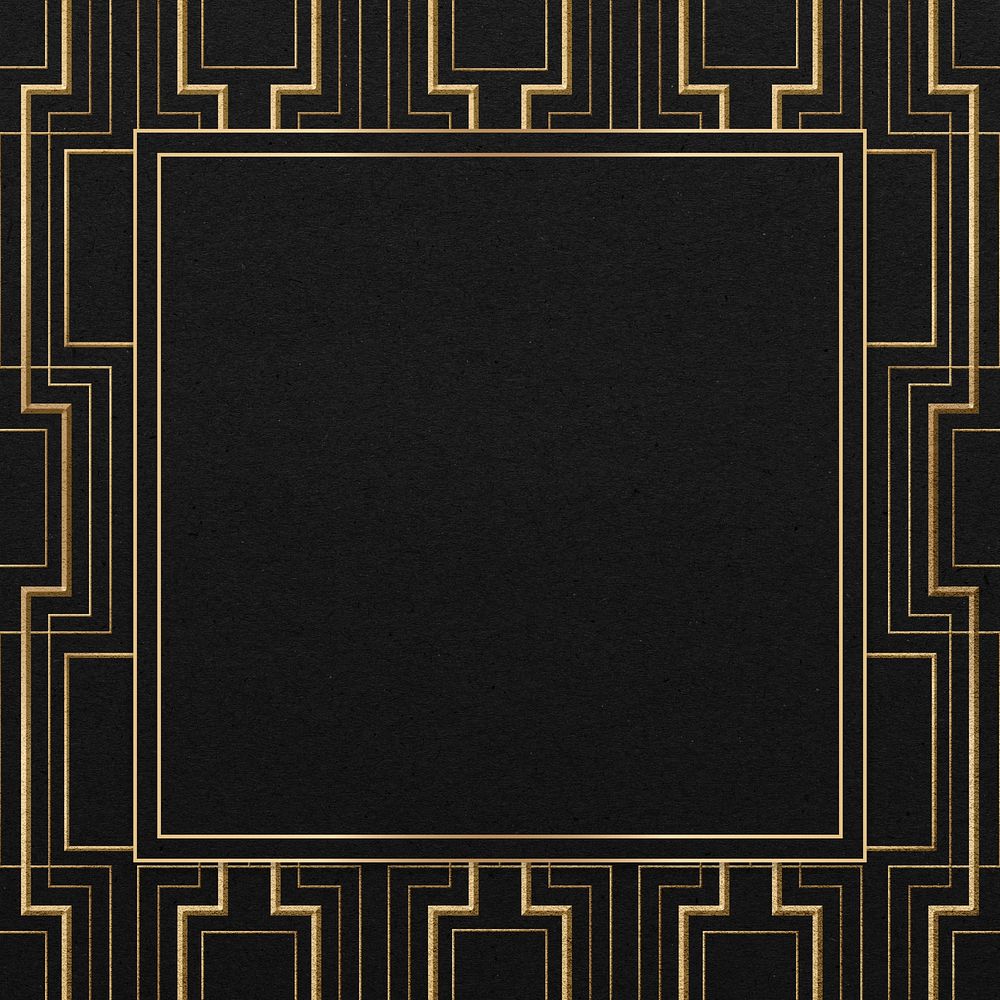 Art deco psd frame with geometric pattern on dark background