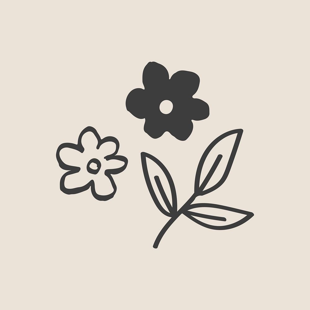 Doodle flower in black illustration