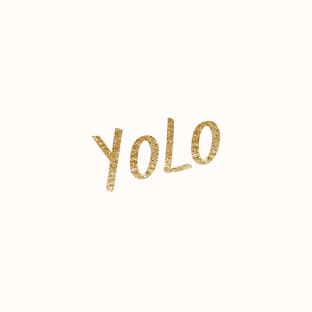 Doodle yolo text psd in glitter gold