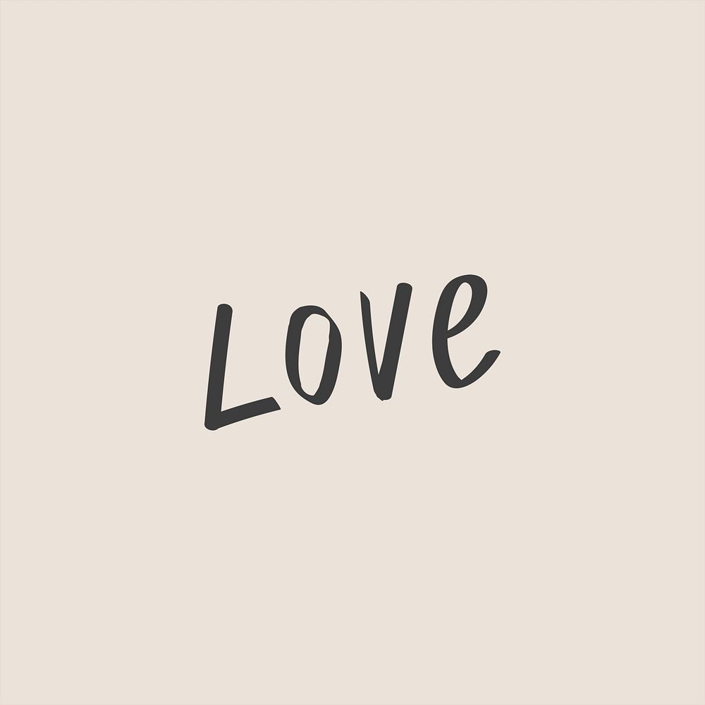 Doodle love text psd in black