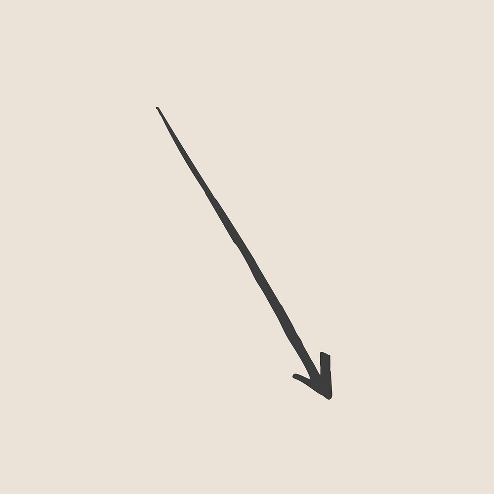 Doodle down right arrow vector