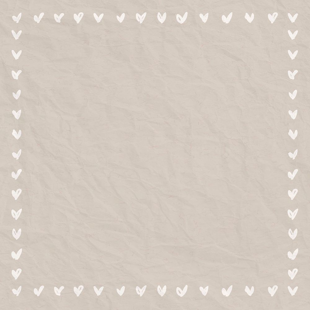Heart frame vector doodle style on crumpled paper background