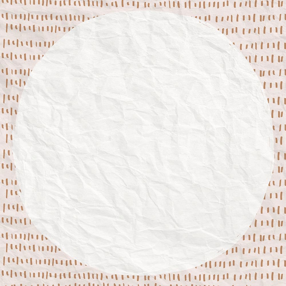 Brown frame psd in dashed line pattern on crumpled paper background