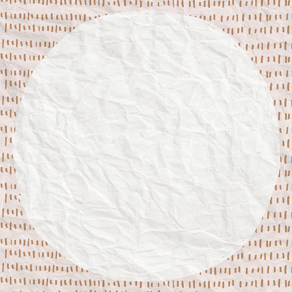 Brown frame in dashed line pattern on crumpled paper background