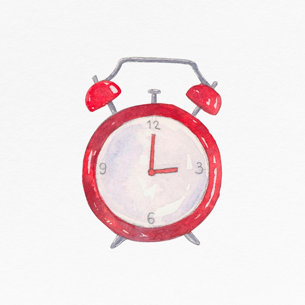 Alarm clock watercolor psd education graphic