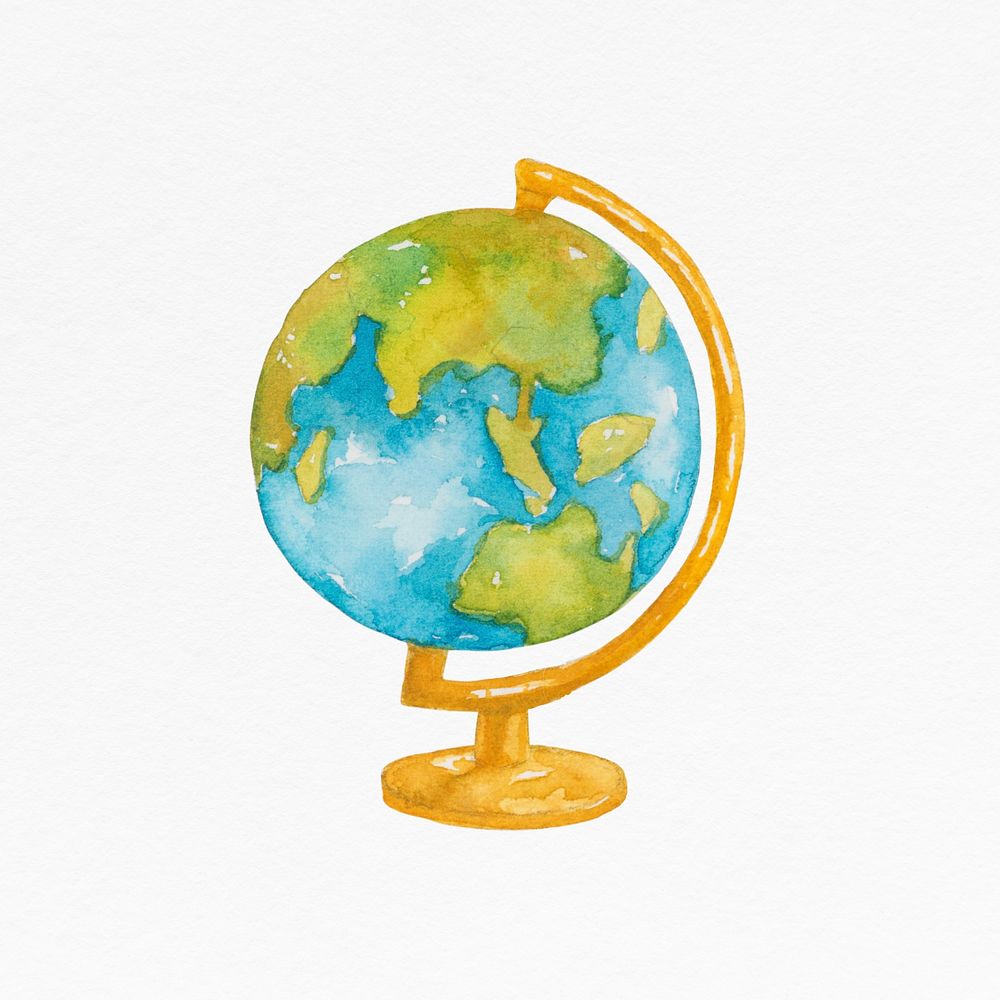 Globe watercolor education graphic