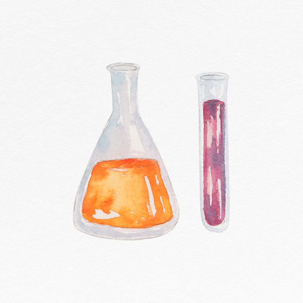 Test tube watercolor education graphic