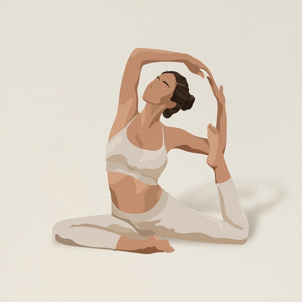 Yoga mermaid pose psd minimal illustration