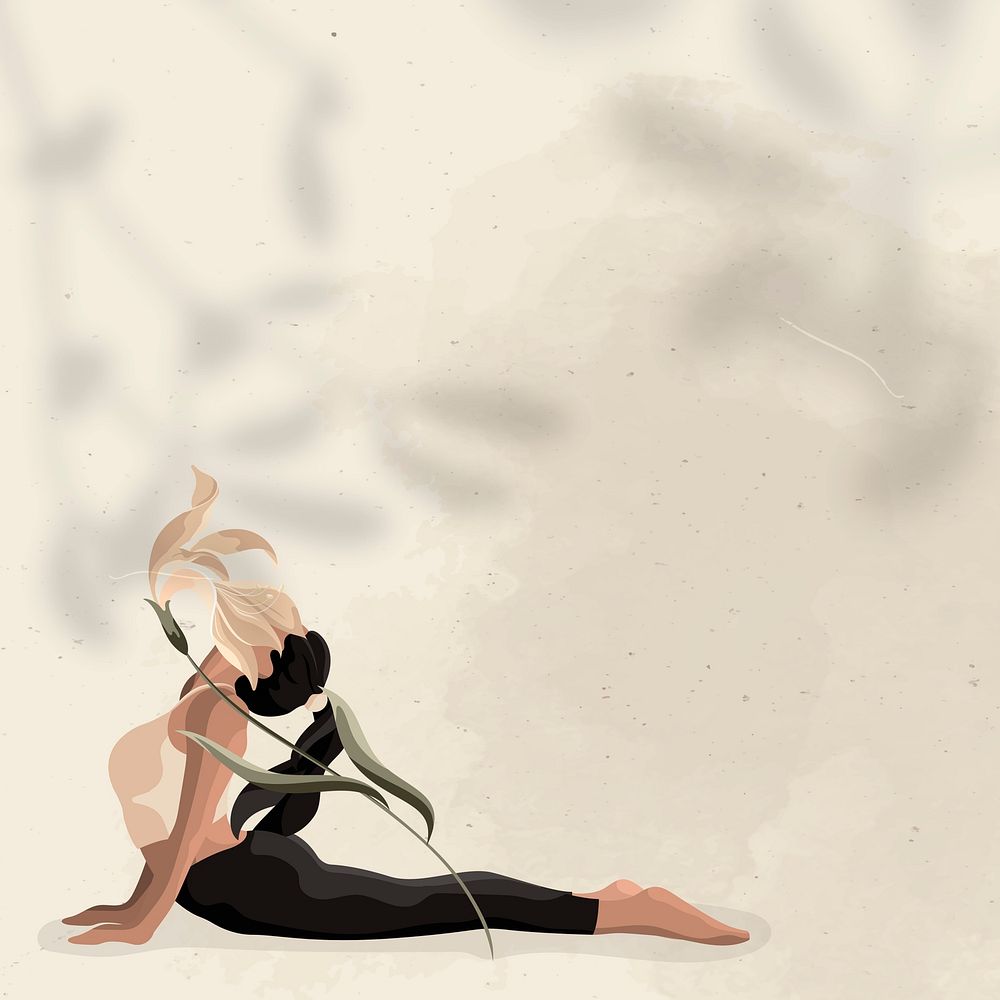 Cobra pose border psd background with yoga, health and wellness illustration