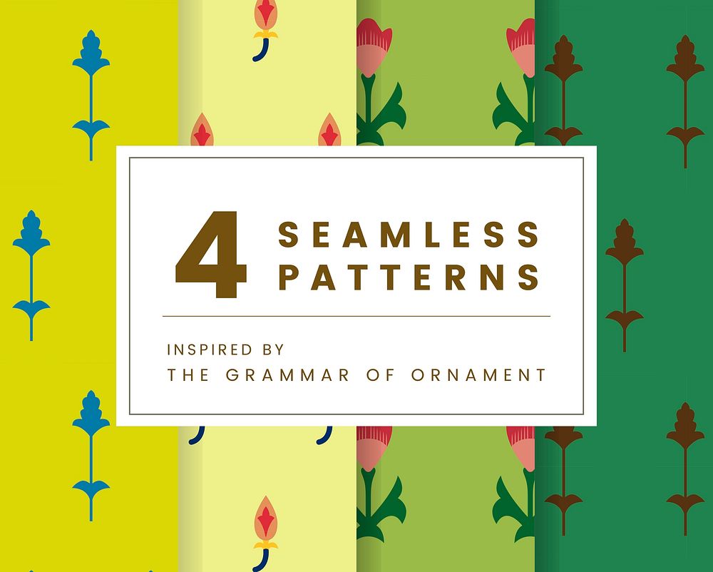 Set of 4 vintage patterns inspired by The Grammar of Ornament 