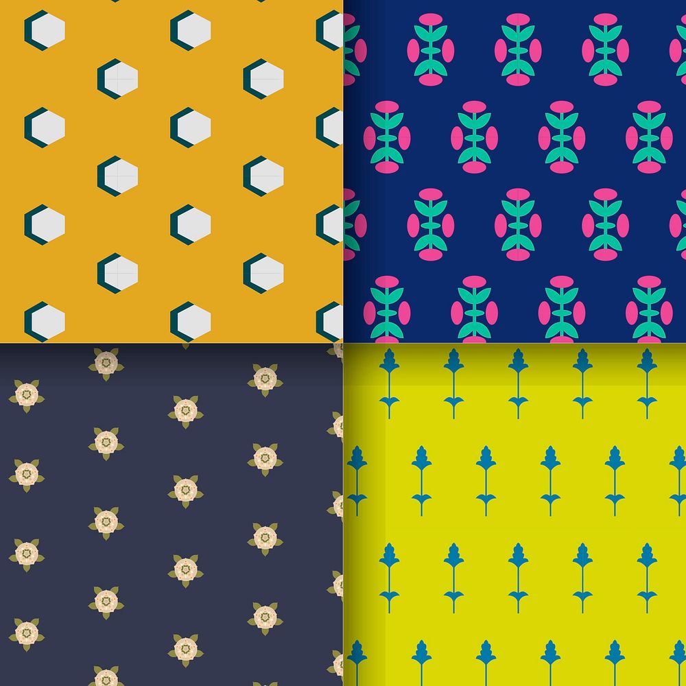 Set of 4 vintage patterns Free Vector rawpixel