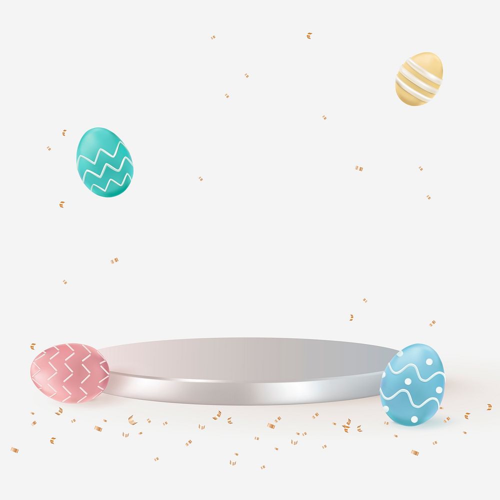 Easter product 3D backdrop psd with colorful eggs