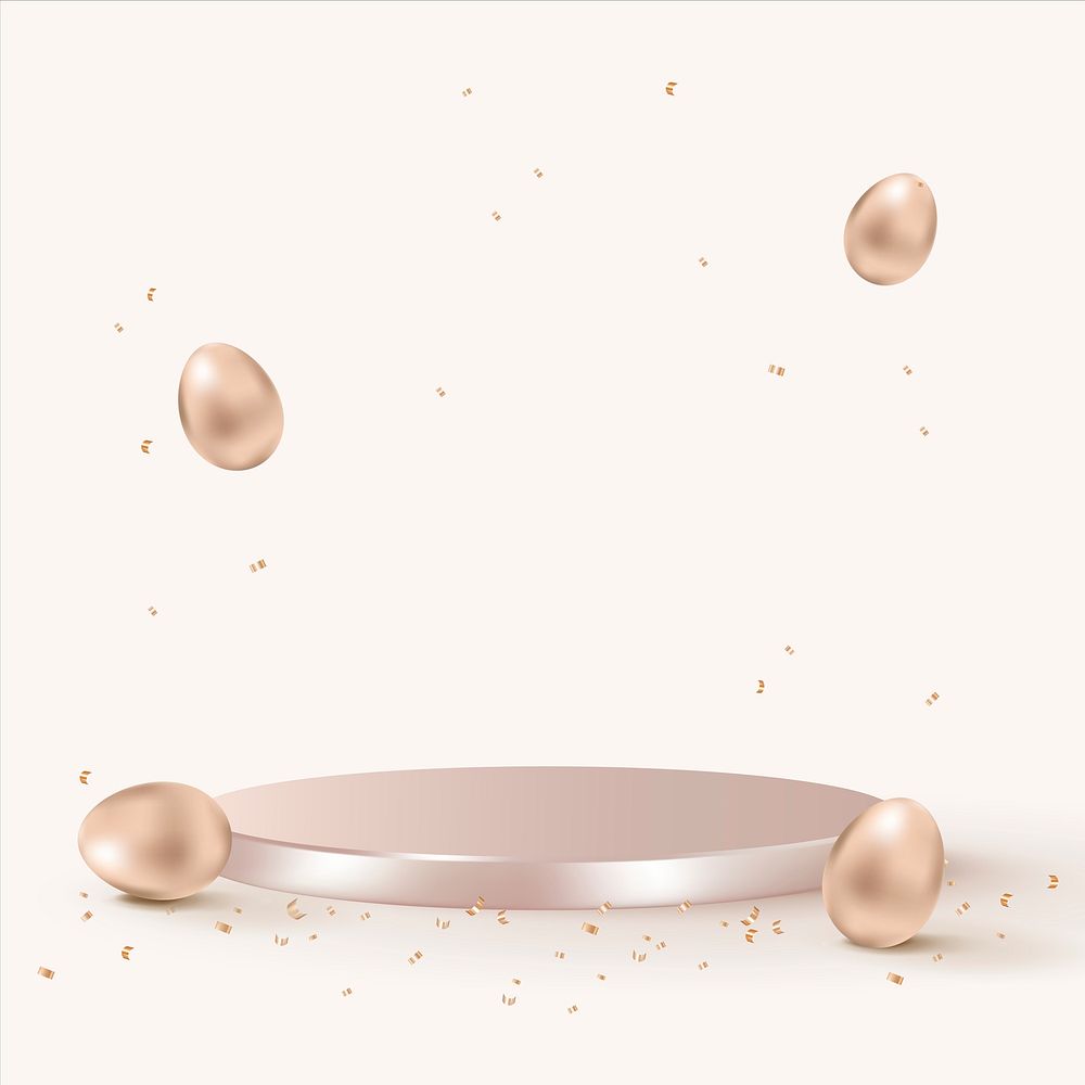 Easter product 3D background psd with rose gold painted eggs