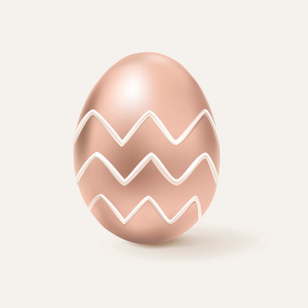 3D easter egg vector rose gold with zig zag pattern