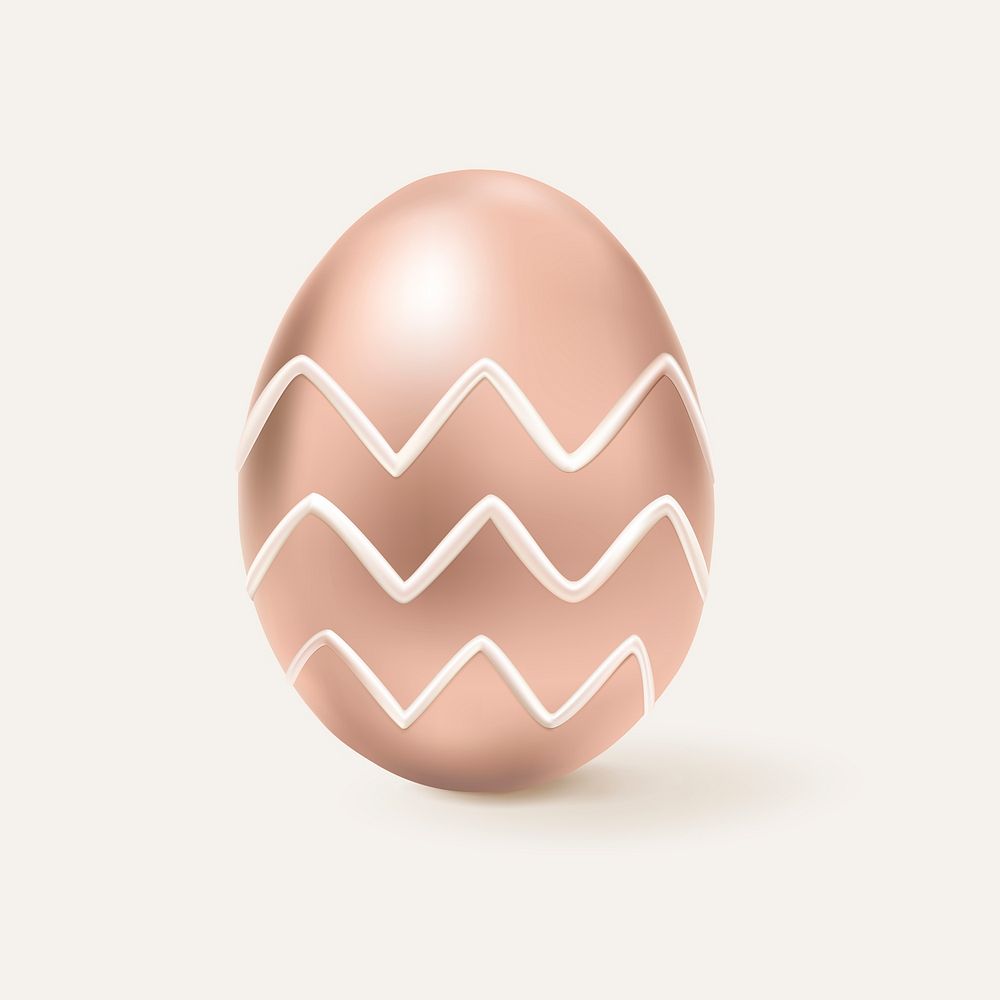 3D easter egg psd rose gold with zig zag pattern