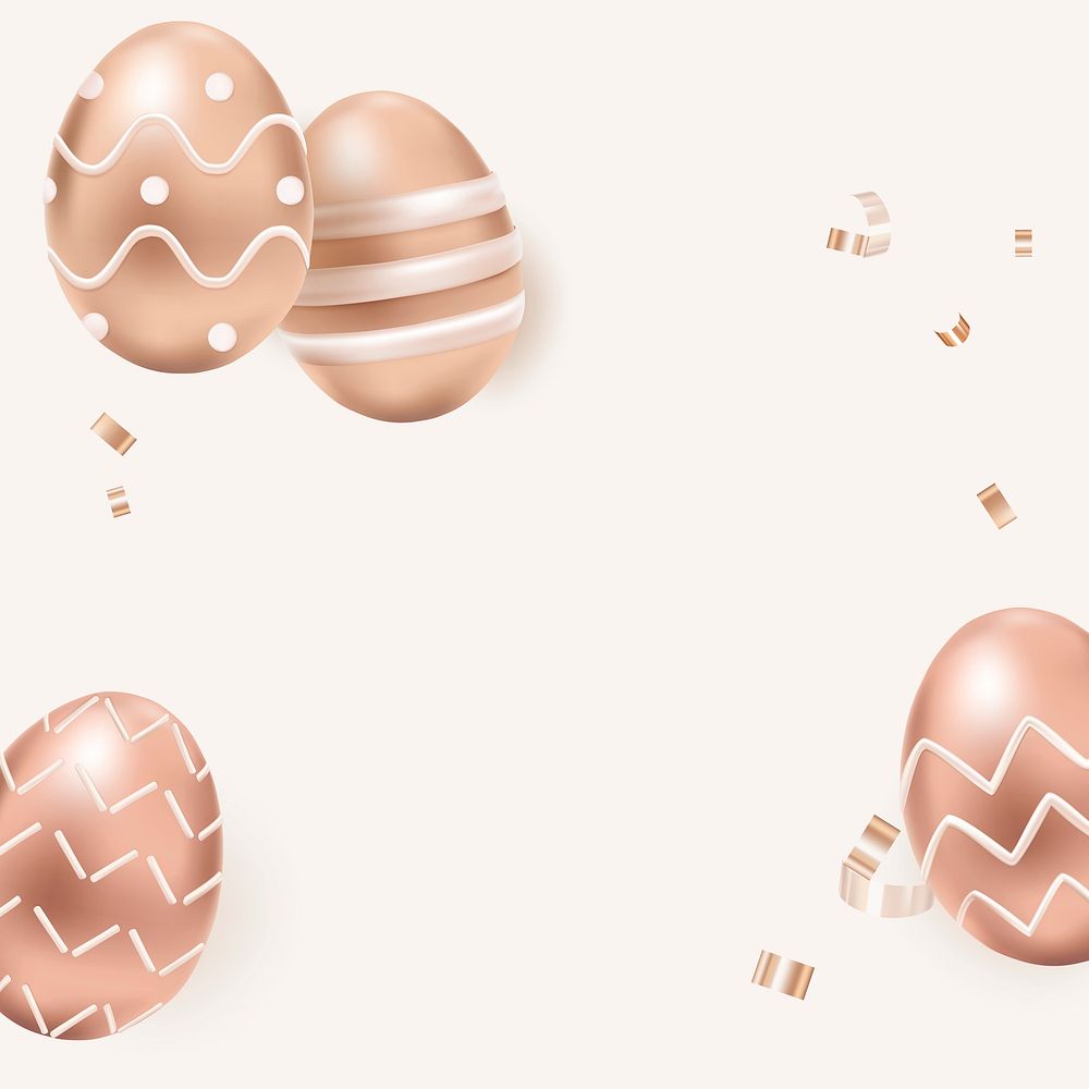 Easter eggs 3D border psd in rose gold on beige celebration background