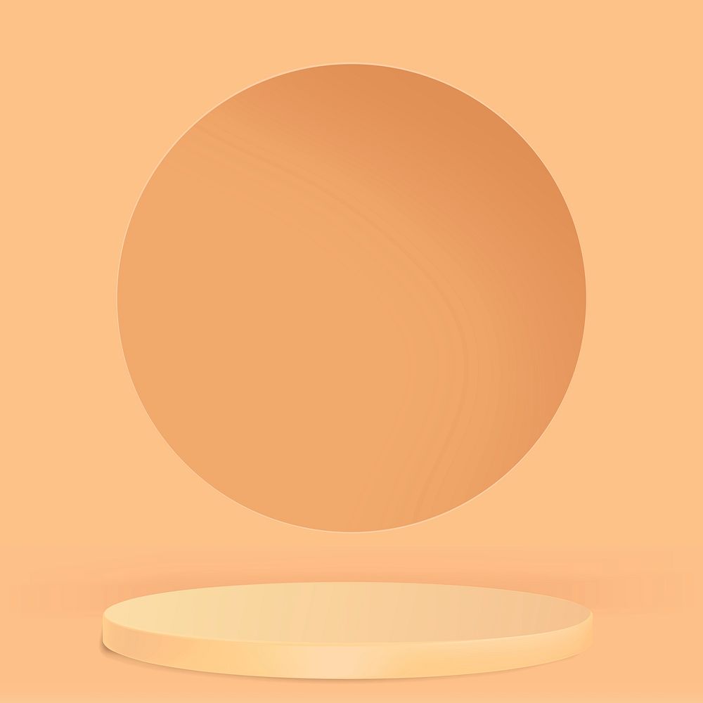 Display podium 3D rendering psd minimal orange product backdrop