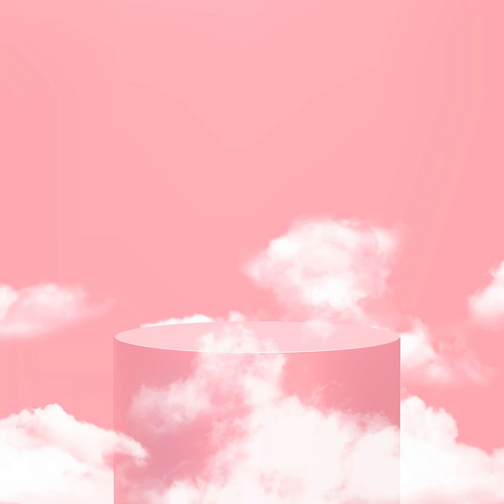 3D product display podium vector with clouds
