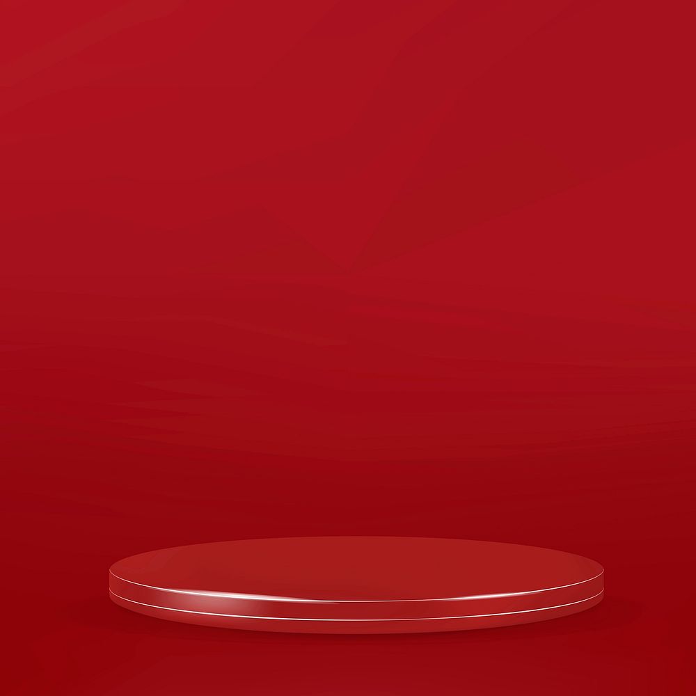 3D product backdrop vector with display podium in red tone