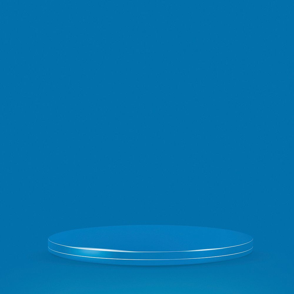 3D display podium psd blue minimal product backdrop