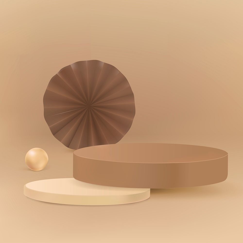 3D simple display podium psd minimal brown product backdrop