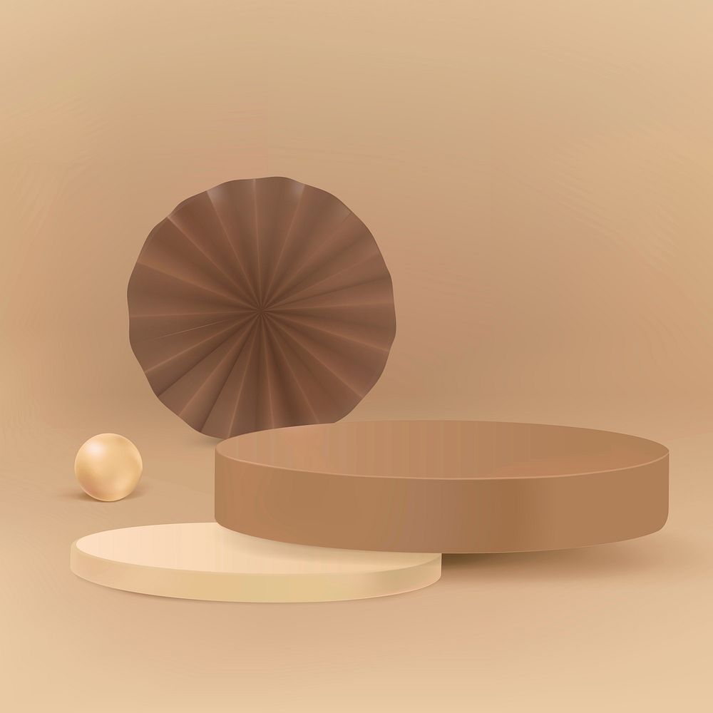 Minimal 3D display podium vector brown product backdrop