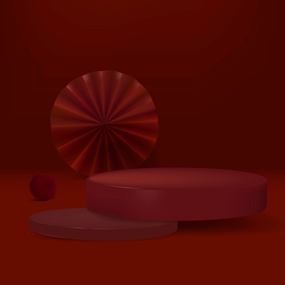 Minimal 3D display podium vector red product backdrop