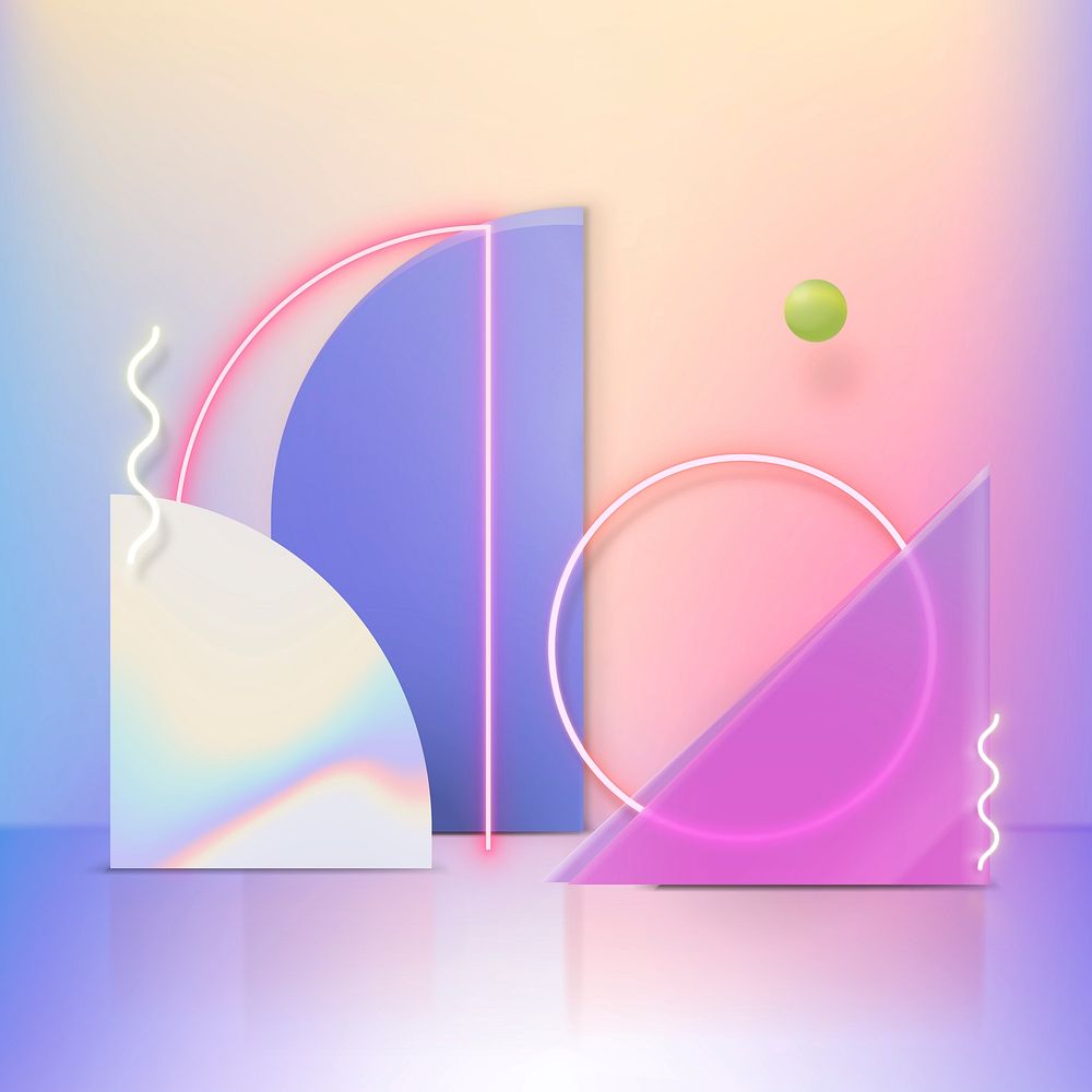 Holographic 3D product display psd with neon rings