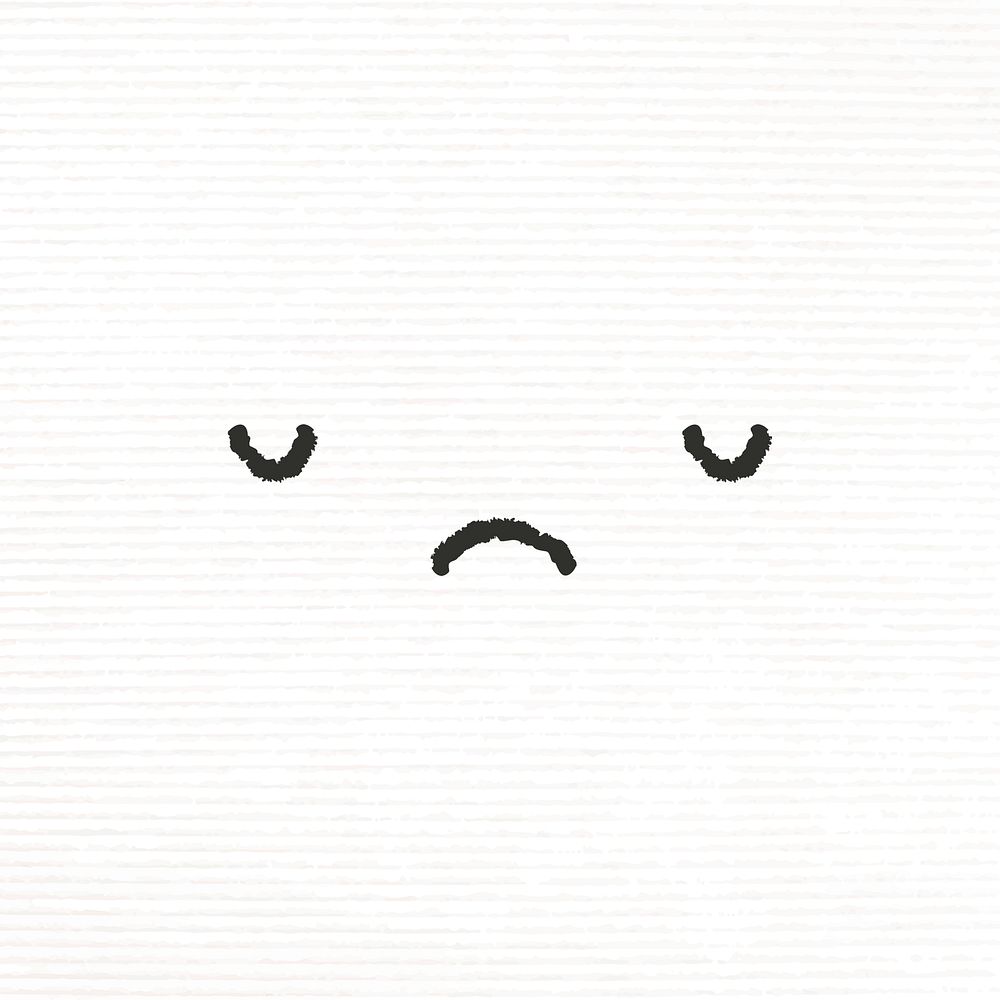 Cute emoticon with sad face in doodle style