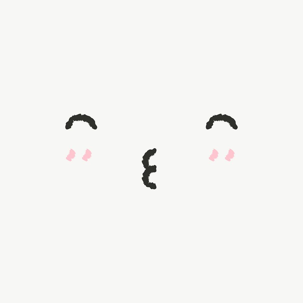 Cute emoticon with kissing face in doodle style