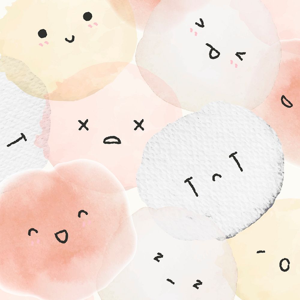 Cute emoticons background psd with diverse feelings in doodle style