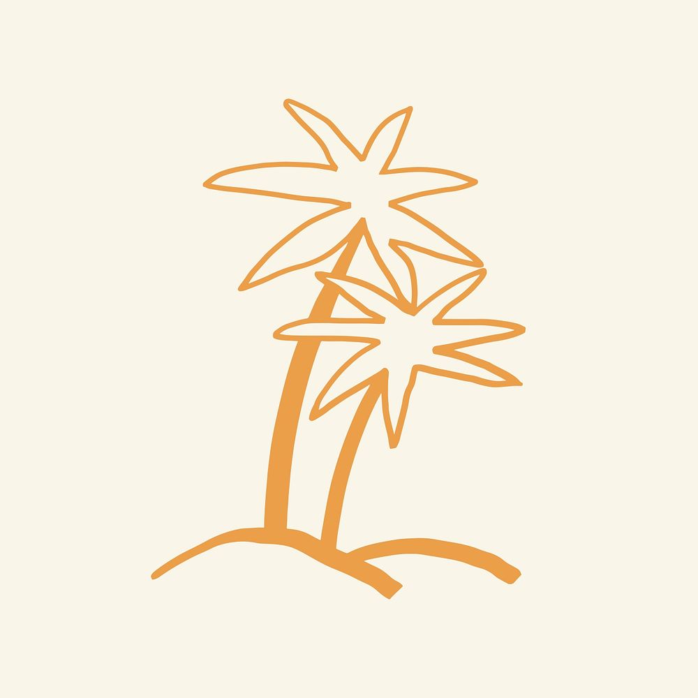 Palm tree sticker psd summer doodle graphic in orange