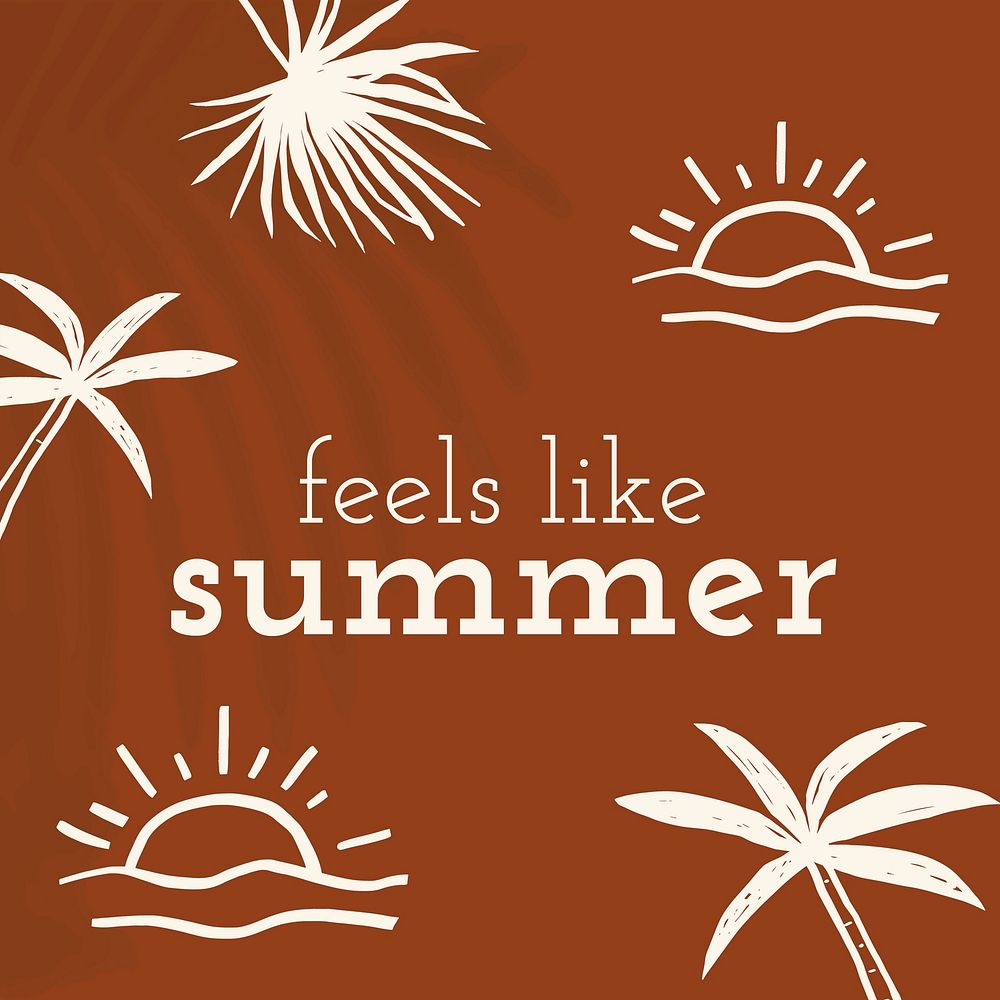 Summer doodle template vector feels like summer quote social media post